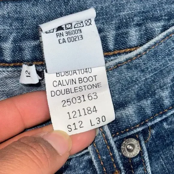 VTG 90s Calvin Klein Jeans Boot Cut Double Stone Medium Wash Women's Size 12 - Picture 7 of 10